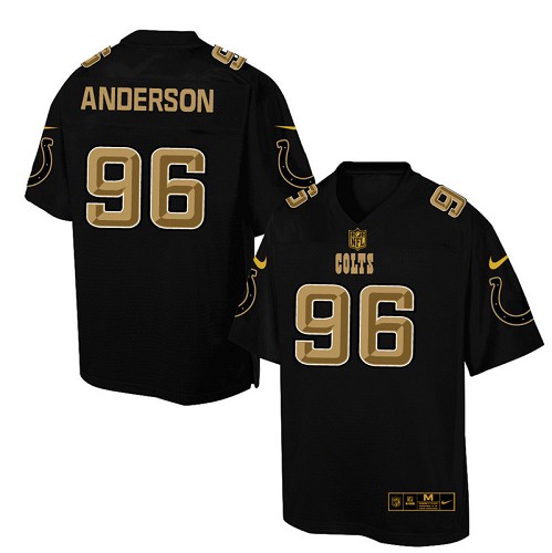 Men's Elite Henry Anderson Nike Jersey Black - #96 Pro Line Gold Collection NFL Indianapolis Colts